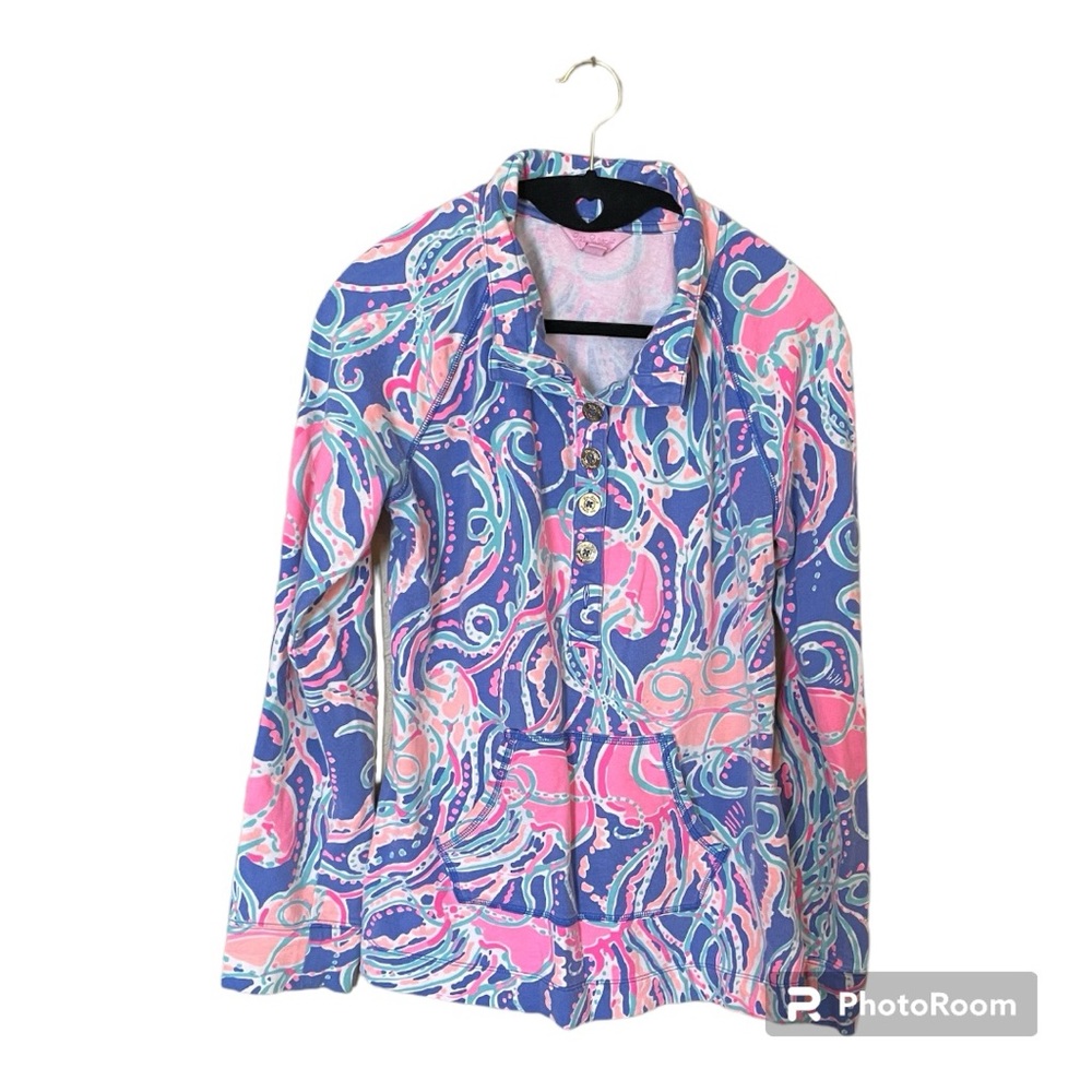 Lilly Pulitzer Jellies Be Jamming Pull Over Shirt with Front Pocket Size Medium